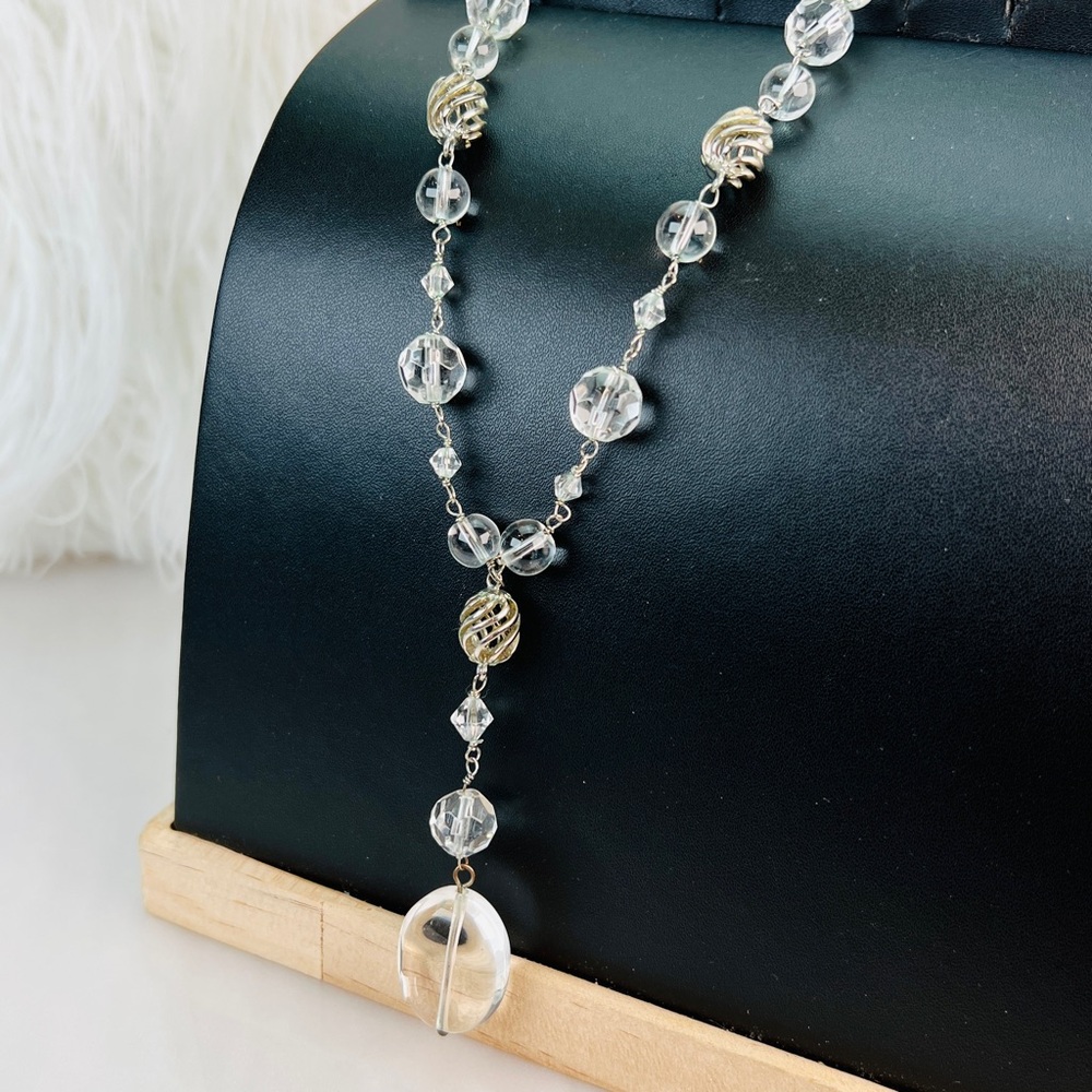 Beautiful Silvertone and clear Lia Sophia, necklace